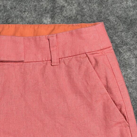 J. Crew Linen Scalloped Chino Shorts Women's 8 Pink Breathable - Picture 10 of 16
